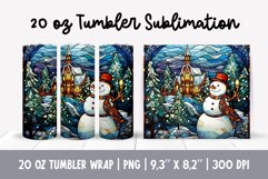 Stained Glass Christmas Tumbler Sublimation | Snowman Product Image 1