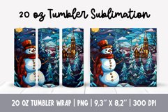 Stained Glass Christmas Tumbler Sublimation | Snowman Product Image 1