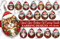 Stained Glass Christmas Cat Earrings Bundle Product Image 1