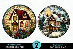 Stained Glass Christmas Image Clipart Product Image 1