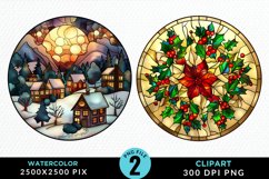 Stained Glass Christmas Image Clipart Product Image 1