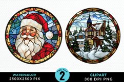Stained Glass Christmas Fun Clipart Product Image 1