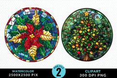 Stained Glass Christmas Fun Clipart Product Image 1