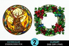 Stained Glass Christmas Fun Clipart Product Image 1