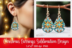 Stained Glass Christmas Earrings Sublimation|PNG Product Image 1