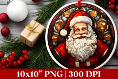 Stained Glass Christmas Santa PNG Sublimation Product Image 1