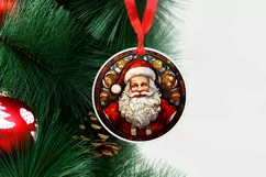 Stained Glass Christmas Santa PNG Sublimation Product Image 2