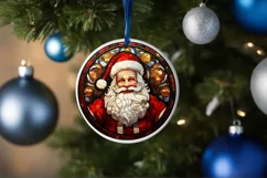 Stained Glass Christmas Santa PNG Sublimation Product Image 3