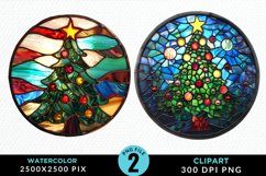 Stained Glass Christmas Tree Sublimation PNG Clipart Product Image 1