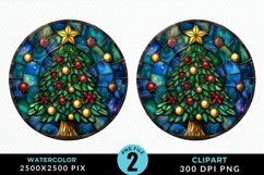 Stained Glass Christmas Tree Sublimation PNG Clipart Product Image 1