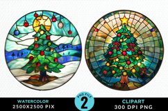 Stained Glass Christmas Tree Sublimation PNG Clipart Product Image 1