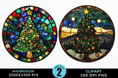 Stained Glass Christmas Tree Illustration PNG Clipart Product Image 1