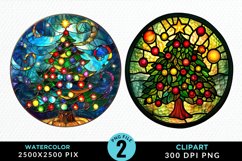 Stained Glass Christmas Tree Sublimation PNG Clipart Product Image 1
