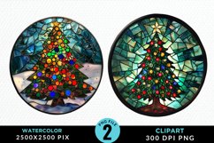 Stained Glass Christmas Tree Sublimation PNG Clipart Product Image 1