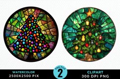 Stained Glass Christmas Tree Sublimation PNG Clipart Product Image 1