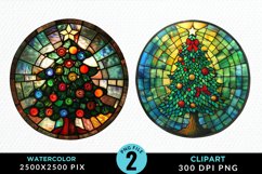 Stained Glass Christmas Tree Sublimation PNG Clipart Product Image 1
