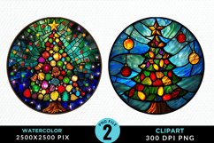 Stained Glass Christmas Tree Sublimation PNG Clipart Product Image 1