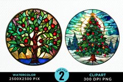 Stained Glass Christmas Tree Illustration PNG Clipart Product Image 1