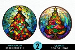 Stained Glass Christmas Tree Illustration PNG Clipart Product Image 1