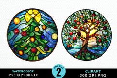 Stained Glass Christmas Tree Illustration PNG Clipart Product Image 1
