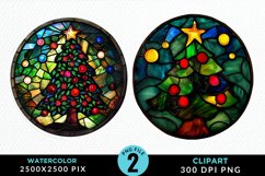 Stained Glass Christmas Tree Illustration PNG Clipart Product Image 1