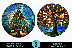 Stained Glass Christmas Tree Sublimation PNG Clipart Product Image 1