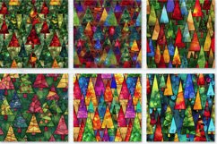 Stained Glass Christmas Trees Digital Paper Bundle Product Image 2