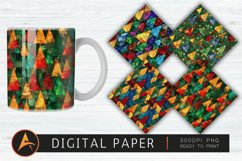 Stained Glass Christmas Trees Digital Paper Product Image 1