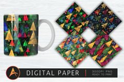 Stained Glass Christmas Trees Digital Paper Product Image 1