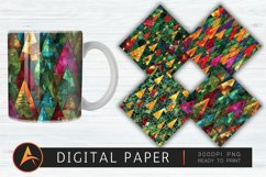 Stained Glass Christmas Trees Digital Paper Product Image 1