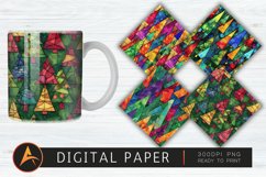 Stained Glass Christmas Trees Digital Paper Product Image 1