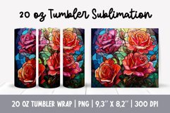 Stained Glass Flowers Sublimation | Rose Tumbler Wrap Product Image 1