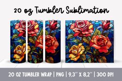 Stained Glass Flowers Sublimation | Rose Tumbler Wrap Product Image 1