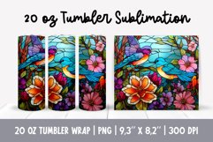 Stained Glass Flowers Sublimation | Floral Tumbler Wrap Product Image 1