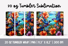 Stained Glass Flowers Sublimation | Floral Tumbler Wrap Product Image 1