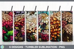 Bundle of six Watercolor Chrysanthemums Tumbler designs.