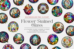 37 Flower Stained Glass Clipart and 24 Stained Glass BG Product Image 1