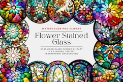 37 Flower Stained Glass Clipart and 24 Stained Glass BG Product Image 2