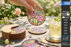Stained Glass Coasters Laser Cut Bundle | Art Coasters | CNC Product Image 3
