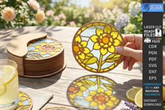 Stained Glass Coasters Laser Cut Bundle | Art Coasters | CNC Product Image 23