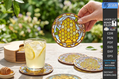 Stained Glass Coasters Laser Cut Bundle | Art Coasters | CNC Product Image 26