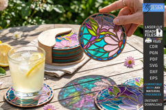 Stained Glass Coasters Laser Cut Bundle | Art Coasters | CNC Product Image 27