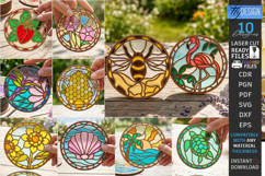 Stained Glass Coasters Laser Cut Bundle | Art Coasters | CNC Product Image 1