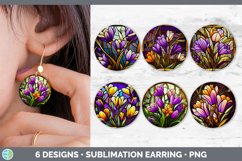 Bundle of six Floral Crocuses Round Earrings designs.