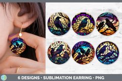 Bundle of six Painted Glass Crows Round Earrings designs.
