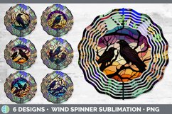 Bundle of six Painted Glass Crows Wind Spinner designs.