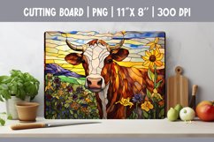 Stained Glass Cow Kitchen Cutting Board Sublimation Design Product Image 1