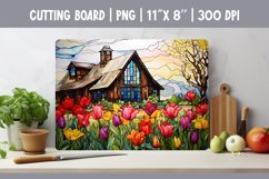 Stained Glass Farmhouse Kitchen Cutting Board Sublimation Product Image 1