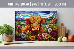 Stained Glass Highland Cow Kitchen Cutting Board Sublimation Product Image 1