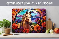 Stained Glass Horse Kitchen Cutting Board Sublimation Design Product Image 1